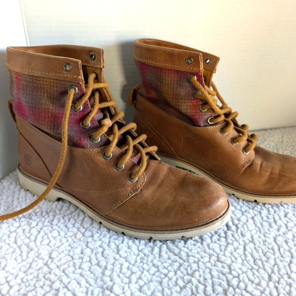 Timberland x Pendleton Women's Bramhall Boots Size 8.5 Plaid Top /Brown Leather - Picture 4 of 13